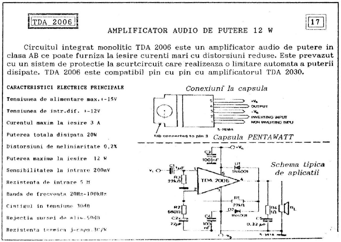 Микросхема tda2006 характеристики схема включения