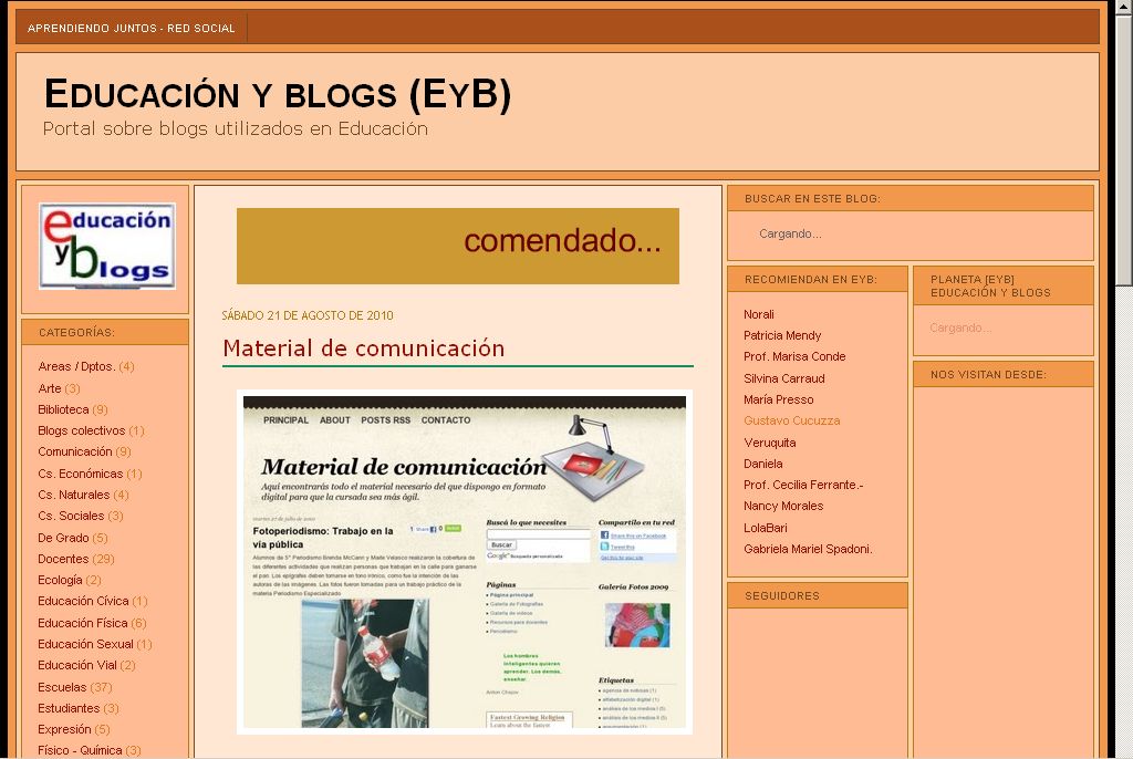 Material de comunicación: Educación y blogs
