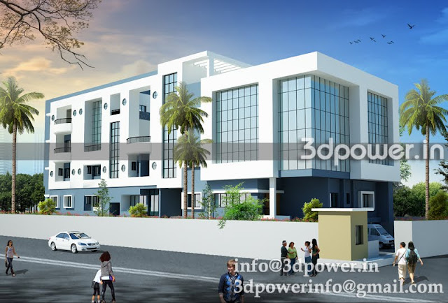 "3d contemporary office building"