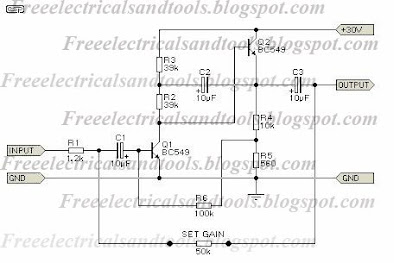 12V Version of Preamplifier | Circuit wiring schematic