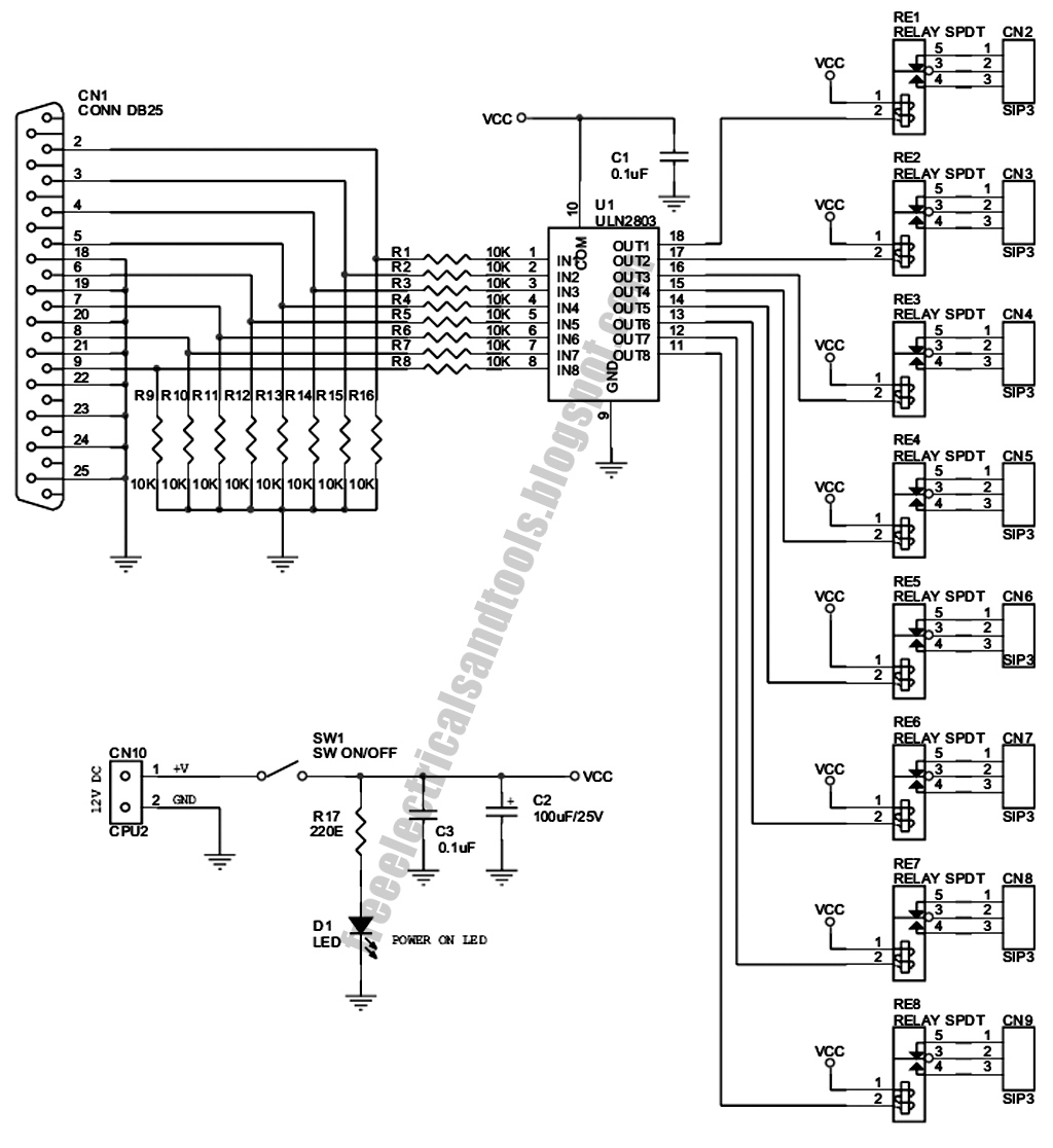 Free Schematic Diagram 8 Channel LPT Relay Circuit