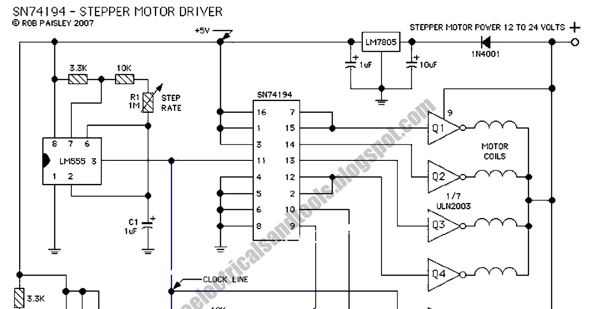 Free Schematic Diagram: Stepper Motor Circuit Using 74194