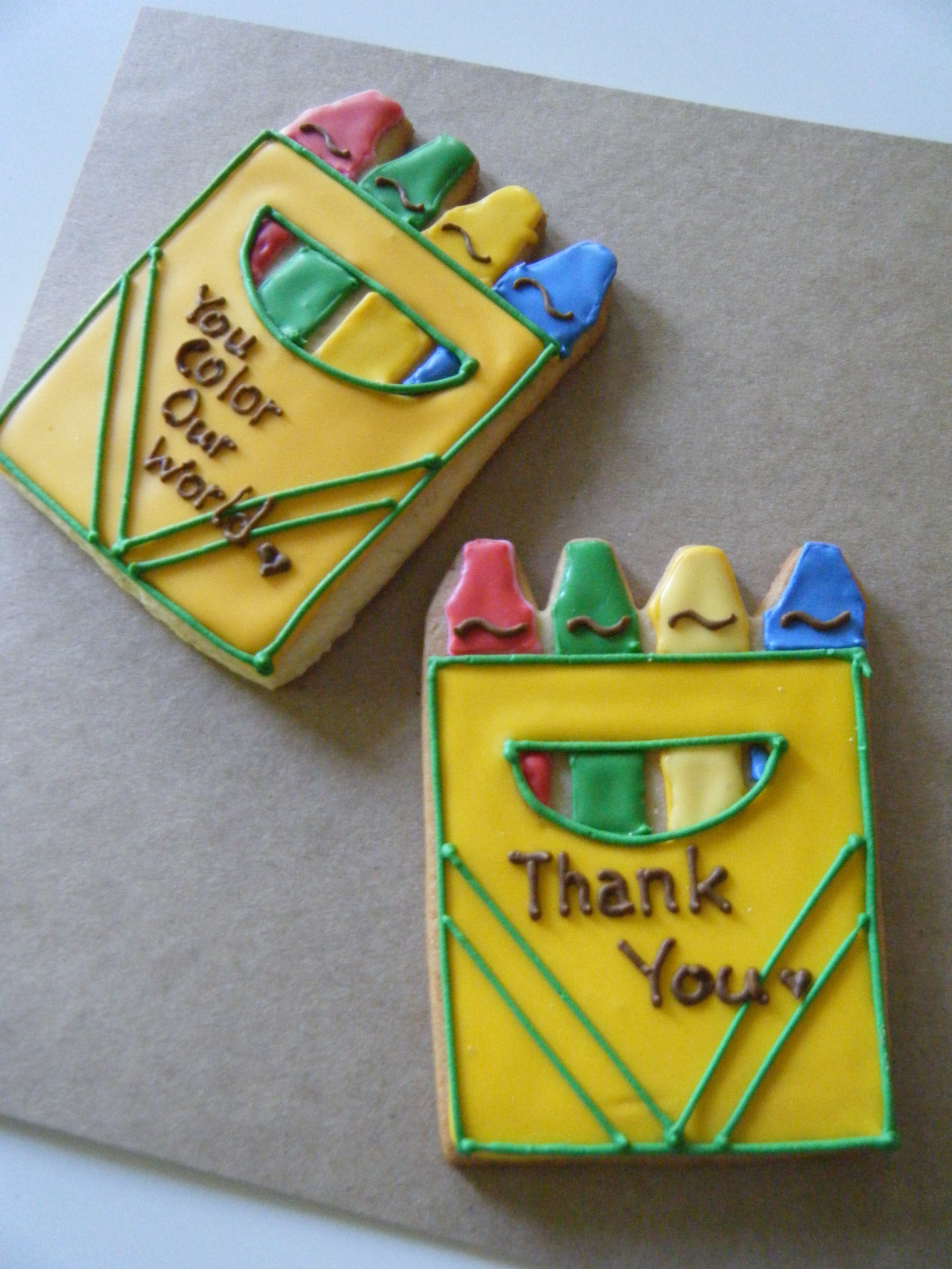 Yuko's Cookies Crayon box cookies.