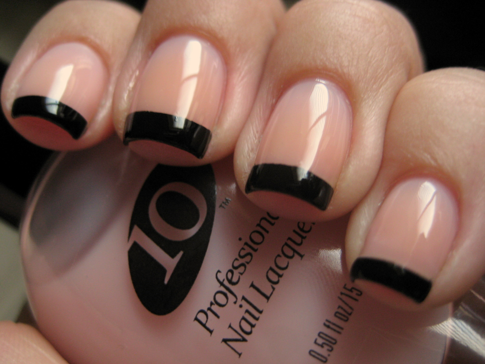 French Manicure with Black Tips - wide 8