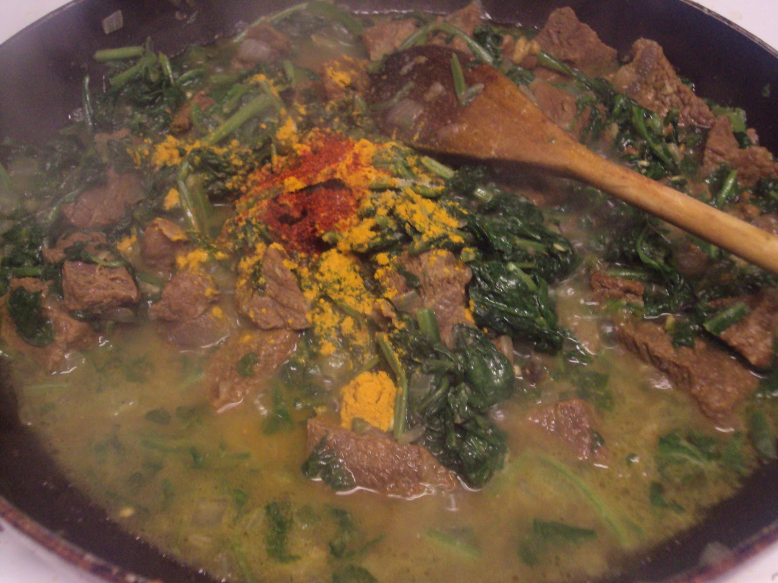 The Muslim Wife's Kitchen Saag aur Gosh ka Salan (Spinach & Beef Curry)