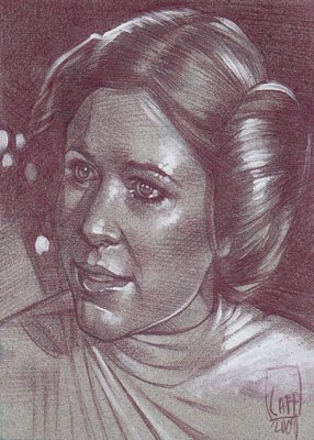 Carrie Fisher (Pencil study) ACEO Sketch Card by Jeff Lafferty