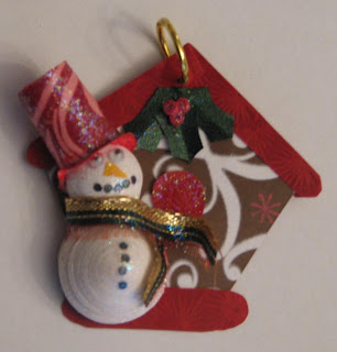 quilled snowman and birdhouse ornament