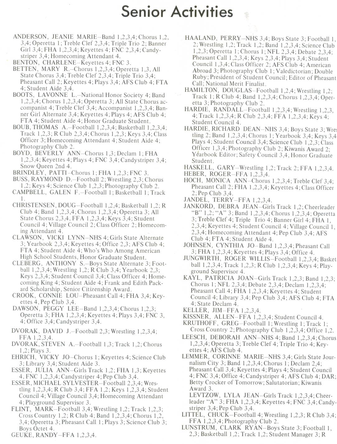 Redfield High School Class of 1970 40 Year Reunion Senior Annual 1970