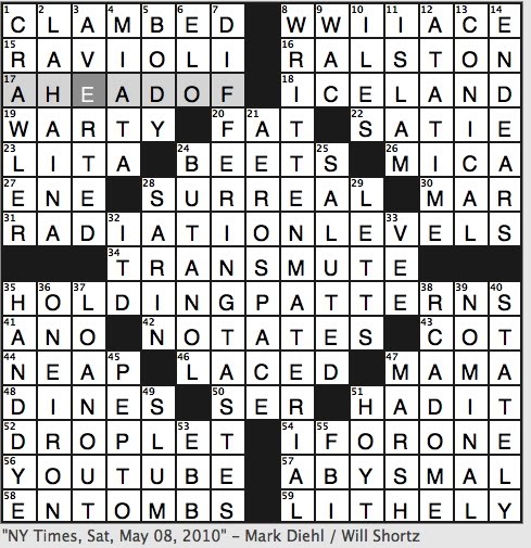Sunday, May 25, 2008 NYT crossword by Elizabeth C. Gorski