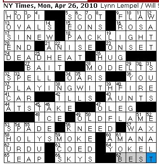 Sector in the NYT Crossword