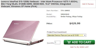 Pink Lenovo IdeaPad S10 On CompUSA