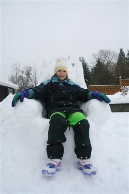Sitting on snow throne