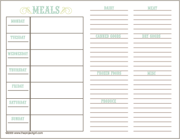 By Your Hands: Organizing - Meal Planning Ideas