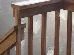 Cobwebs in the dew on the porch