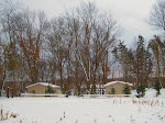 winter view of cabins