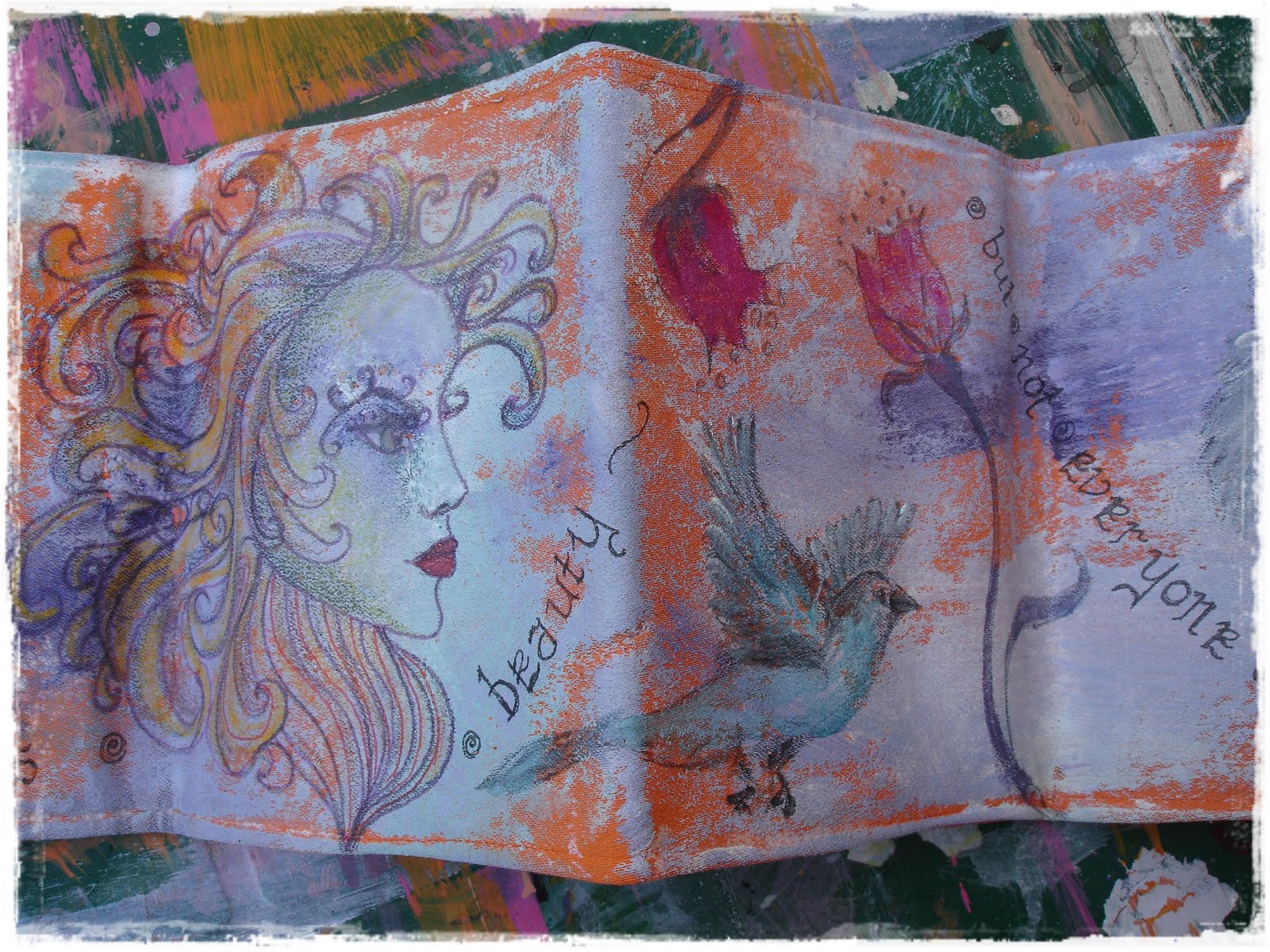 Beauty mixed media fabric art book...