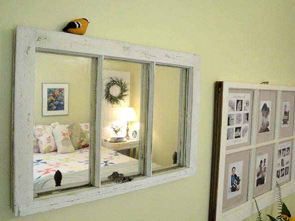 old window mirror and picture frame