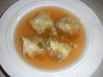 Chinese Broccoli Wontons in Ginger Soy Broth
