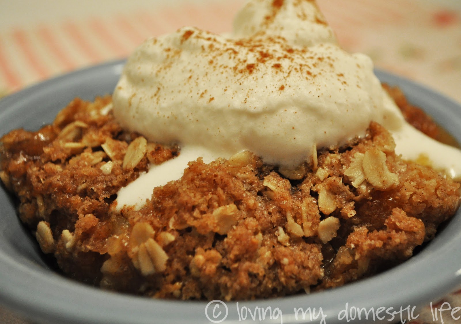 Loving My Domestic Life Apricot Crisp with Sweetened Cream