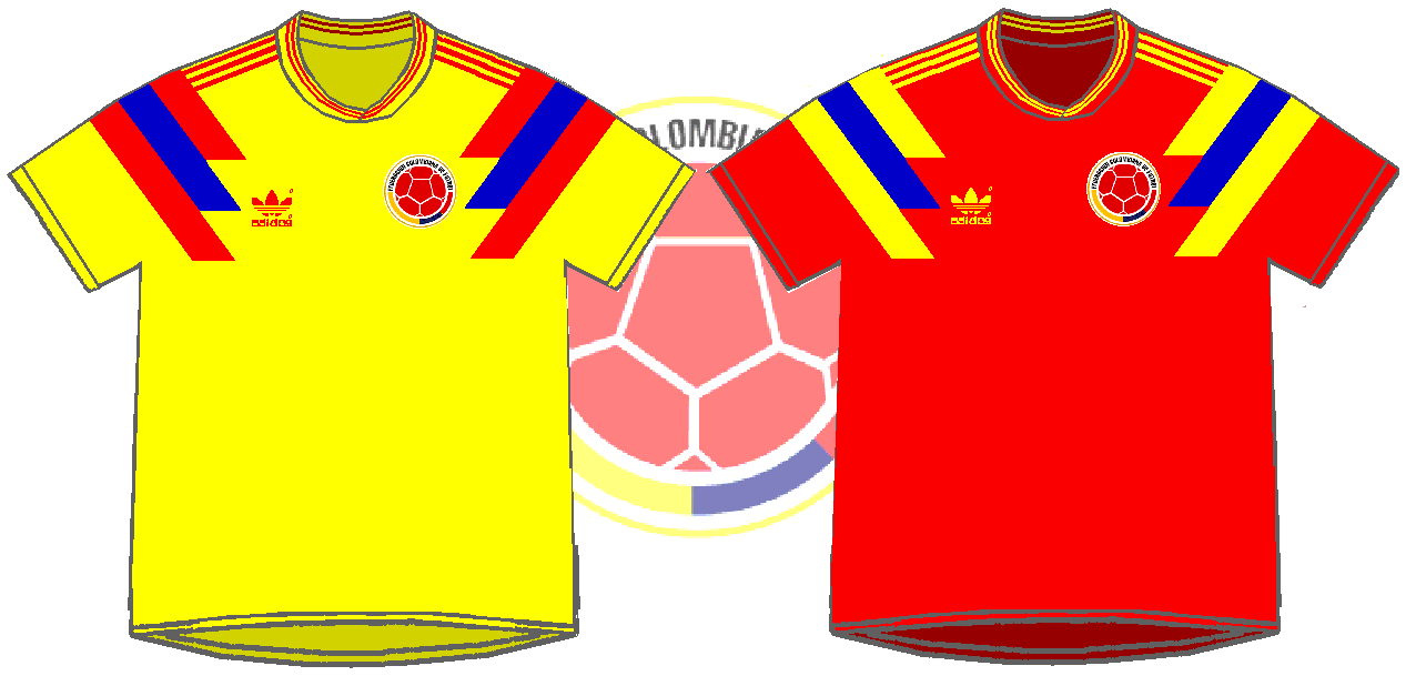administración yo mismo Es Fútbol Mundial Kits - Uruguay: Selección de Colombia - 1990 (home y away)