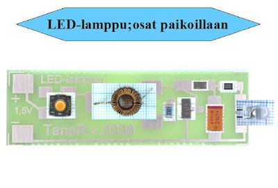 ELEKTRONIIKAN RAKENTELU: LED-lampun komponentit piirilevyllä