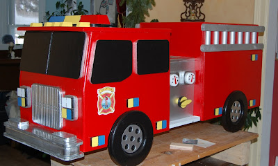 fire truck toy box and desk