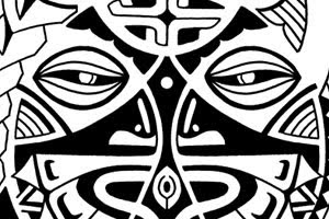 polynesian mask tattoo for shoulder designs