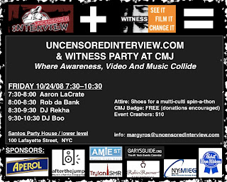 Uncensored Interview & Witness are Holding a Fund Raiser at Santos Party House on Friday, October 24th
