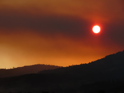 Sunset from Huonville, through smoke - 21 Mar 2007
