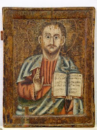 Isus Hristos Pantocrator, sec. XVIII, tempera, lemn. Provine din biserica satului Rotunda