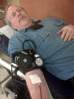 Randy donating blood