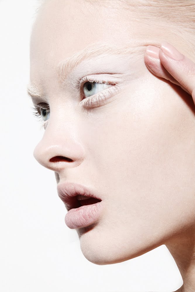 White on White Eyelashes Makeup Pale Skin Editorial photoshoot model