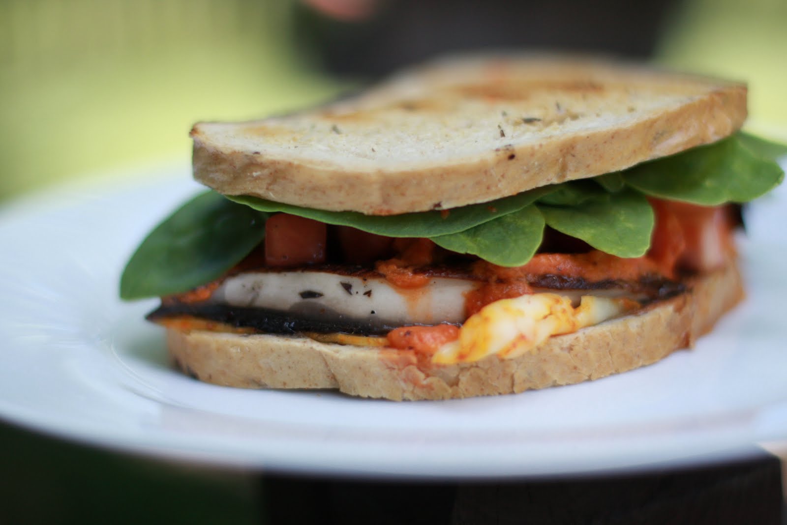 Little Spatula Mushroom Sandwich with Red Pepper Aioli