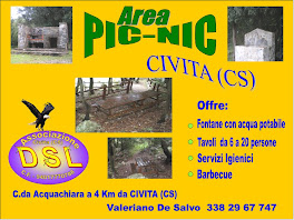 AREA PIC-NIC C.da Acquachiara Civita (CS).Servizio barbecue e tavoli con n° posti da 6 a 20.