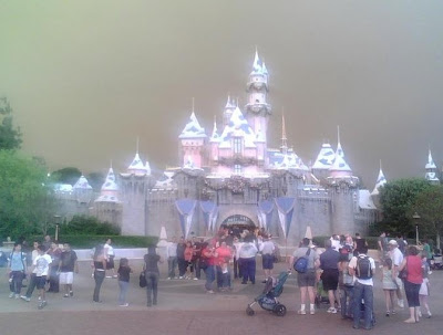 Disneyland under smoke