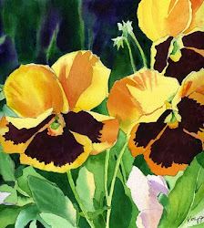 pansies yellow watercolor paintings watercolors kathy jurek june