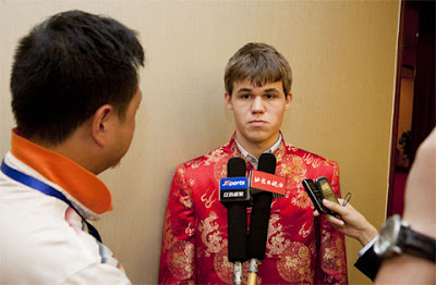 Magnus Carlsen, victorieux ronde 4 face à Dmitry Jakovenko © ChessBase