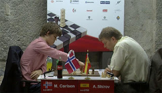 Echecs à Bilbao : Magnus Carlsen 1-0 Alexei Shirov © Photo ChessVibes