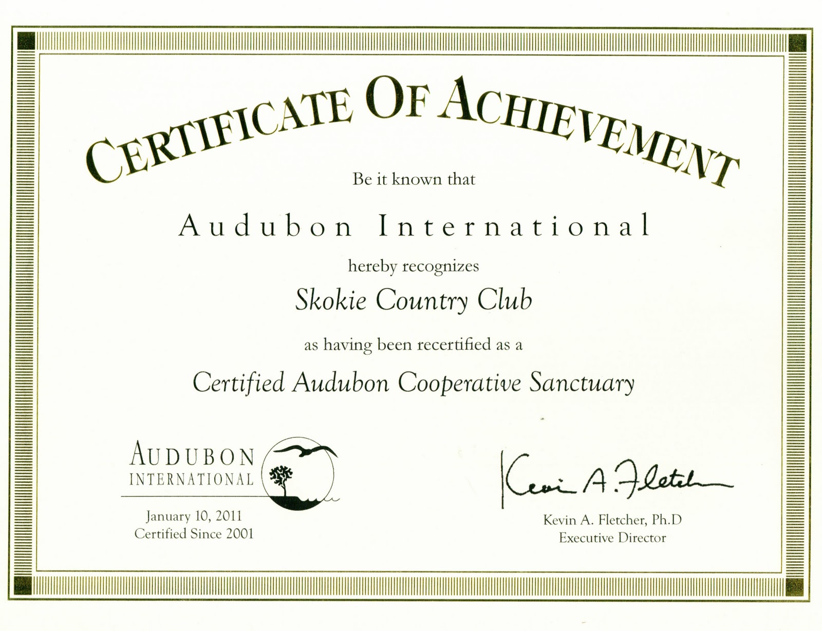 Skokie Country Club Golf Course Management Skokie CC Retains Audubon