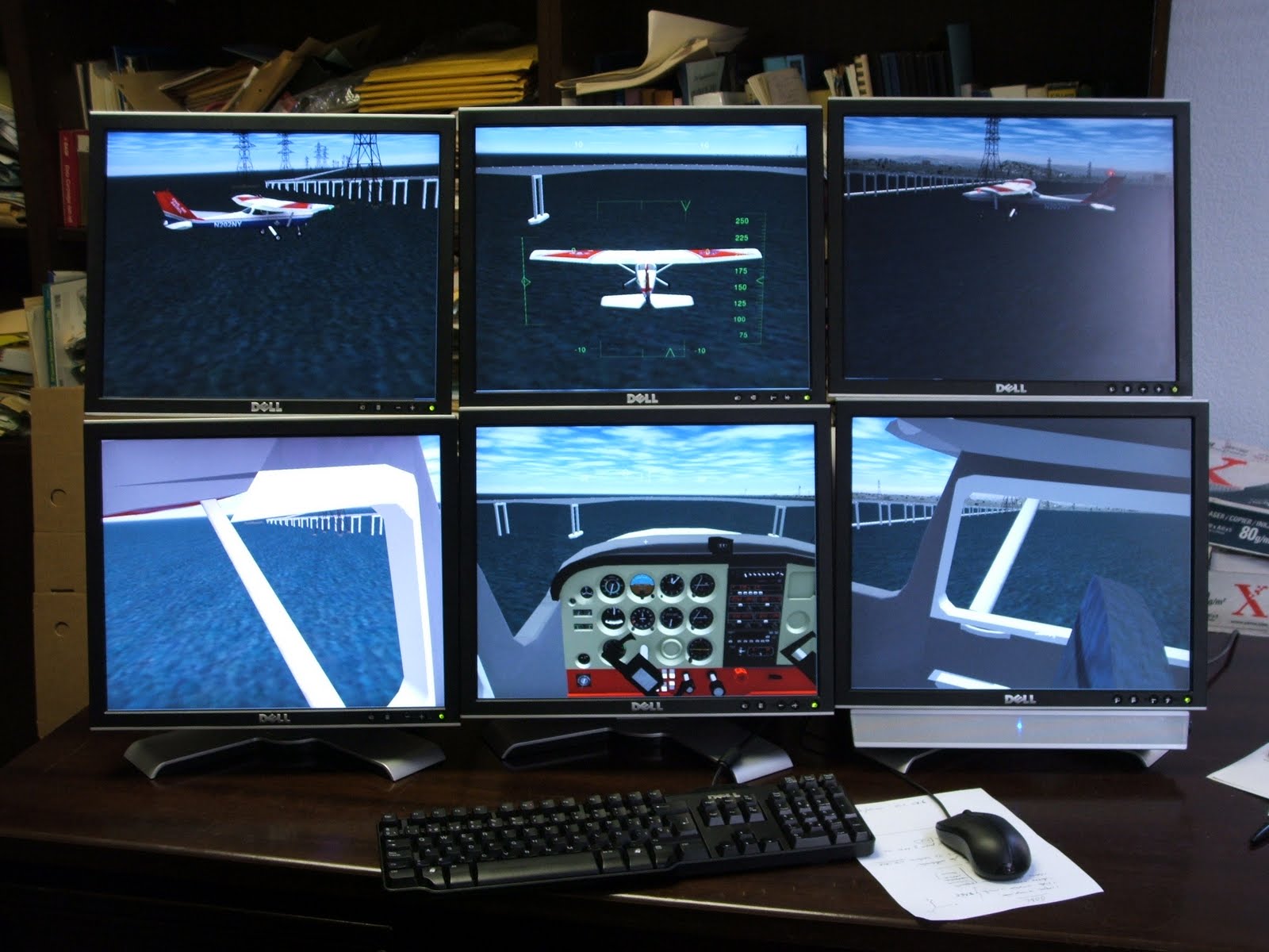 My progress bar FlightGear in a testing 2x3 display wall.