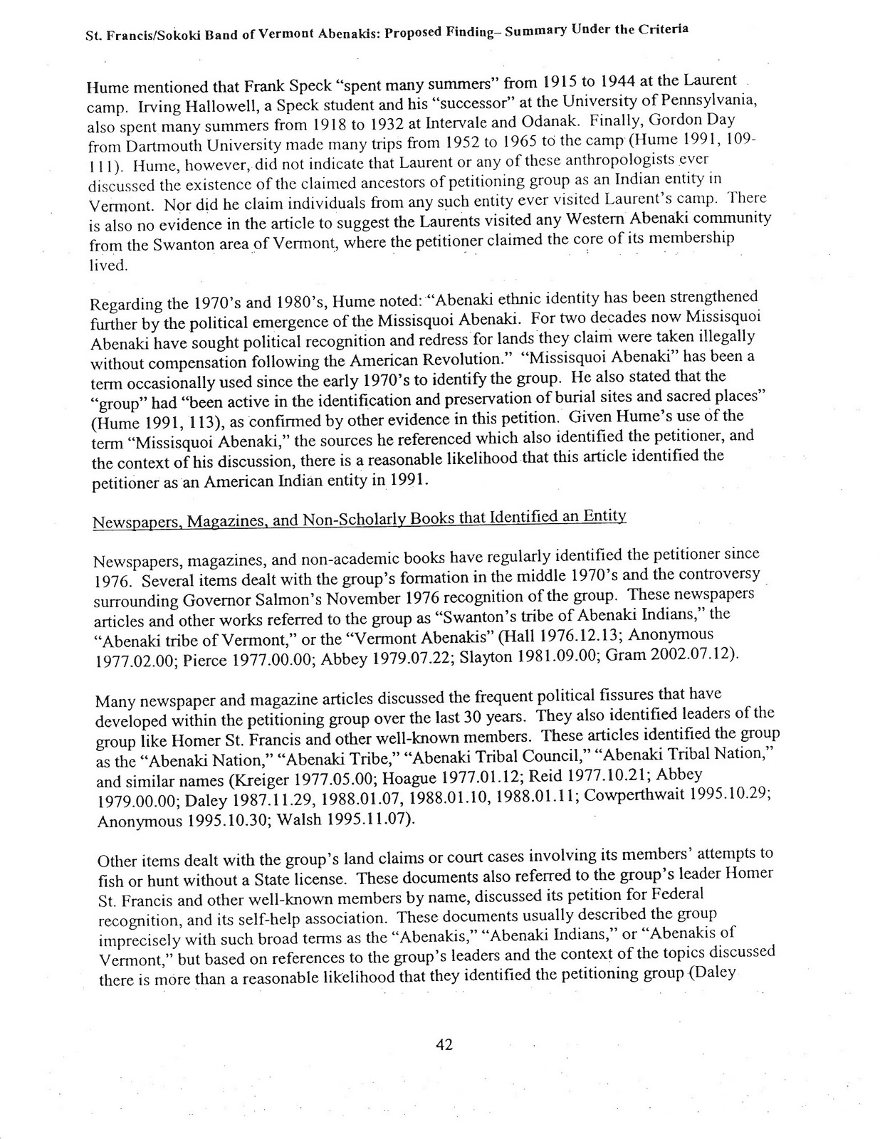 The Reinvention of the Alleged Vermont and New Hampshire Abenakis: 10/11/10