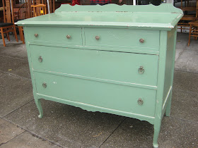 UHURU FURNITURE & COLLECTIBLES: SOLD - Antique Green Chest of Drawers - $85