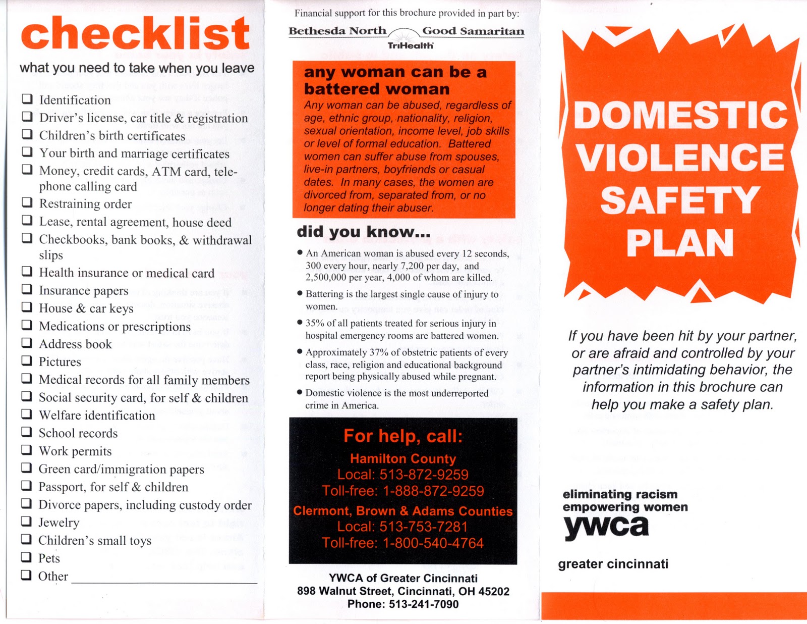 Reclaim At The University Of Cincinnati Domestic Violence Safety Plan 
