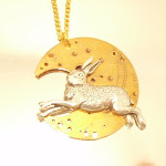 Hare and Moon Steampunk Pendant