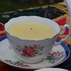 Beeswax Candles in China Cups