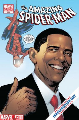 Barack Obama y Spiderman en un cómic
