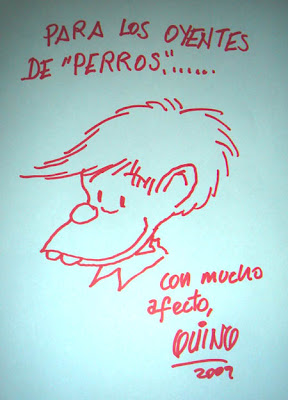 Felipe dibujado por Quino en el programa Perros de la Calle