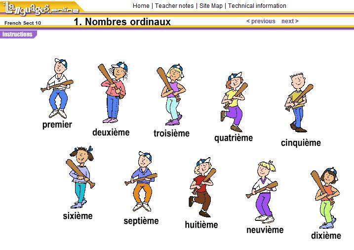 Les Adjectifs Ordinaux