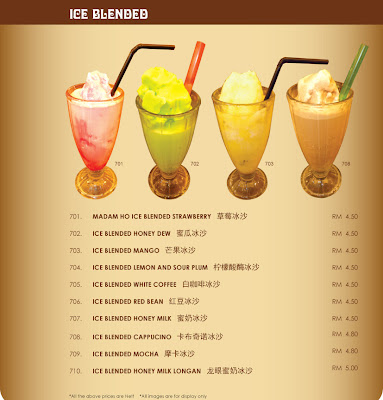 MADAM HO KOPITIAM: Menu : ICE BLENDED