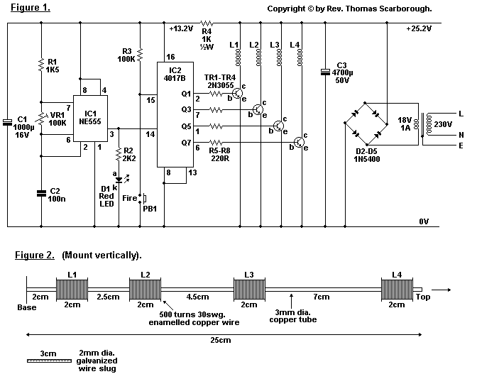 electronic hobby circuits: ElectroMagnetic Gun circuit diagram